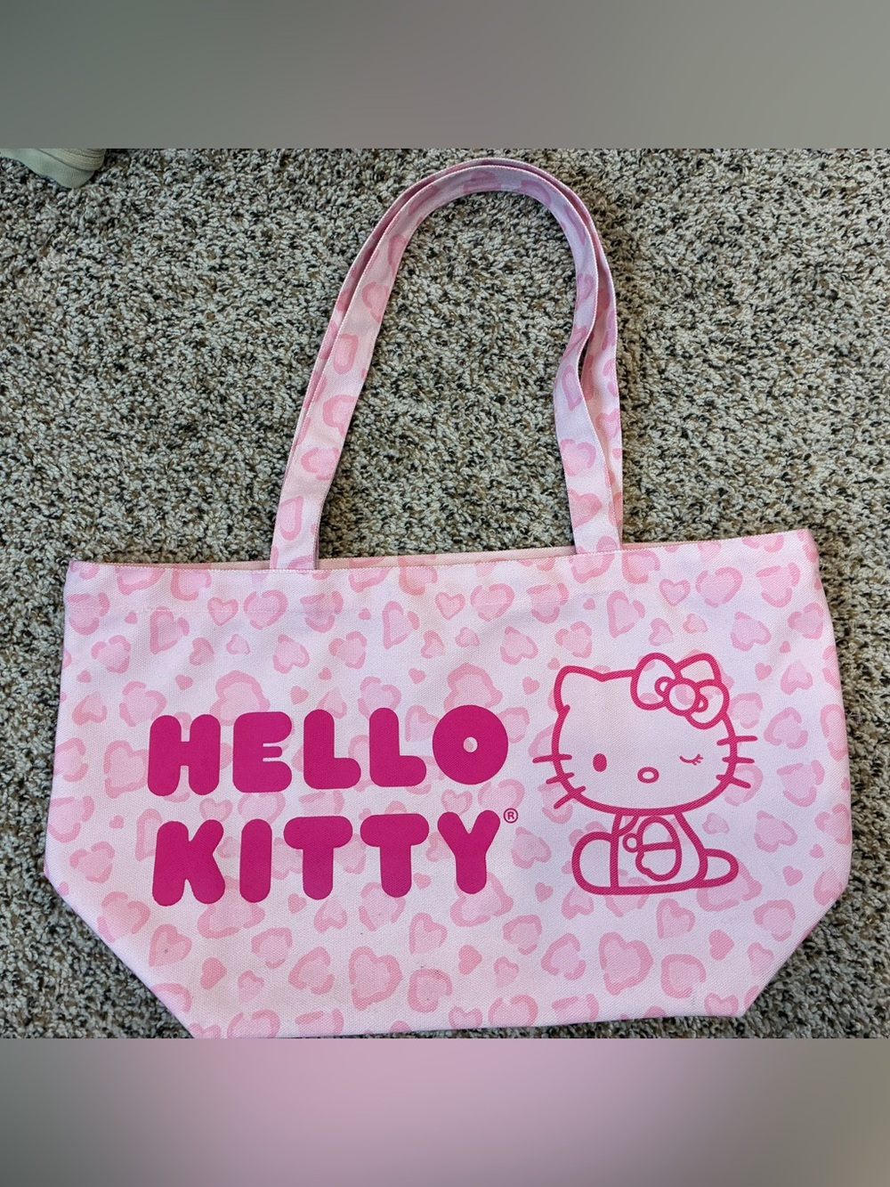 Sanrio Miniso Hello Kitty pink cheetah print tote bag